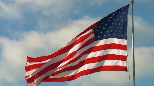 USA Flag on Flagpole, Super Slow Motion Video