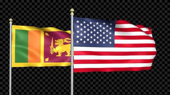 Sri Lanka And United States Two Countries Flags Waving alt