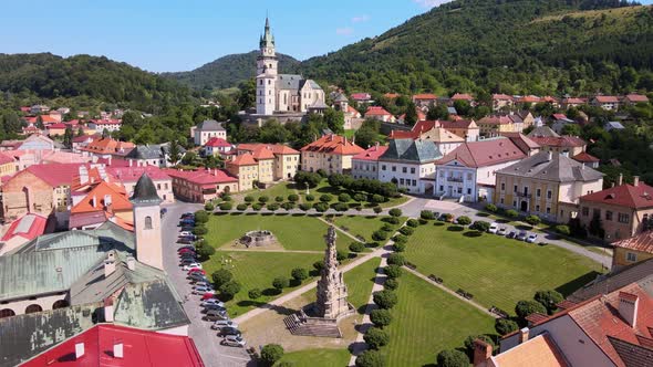 Aerial view of the town of Kremnica in Slovakia alt