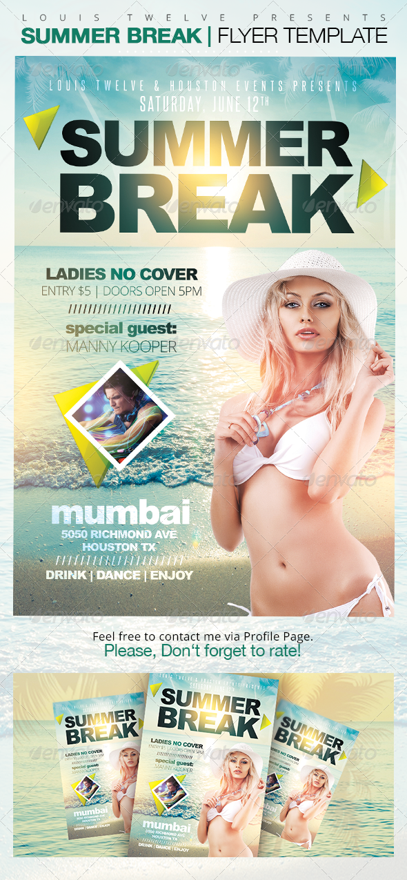 Summer Break Party Flyer Template - Clubs & Parties Events