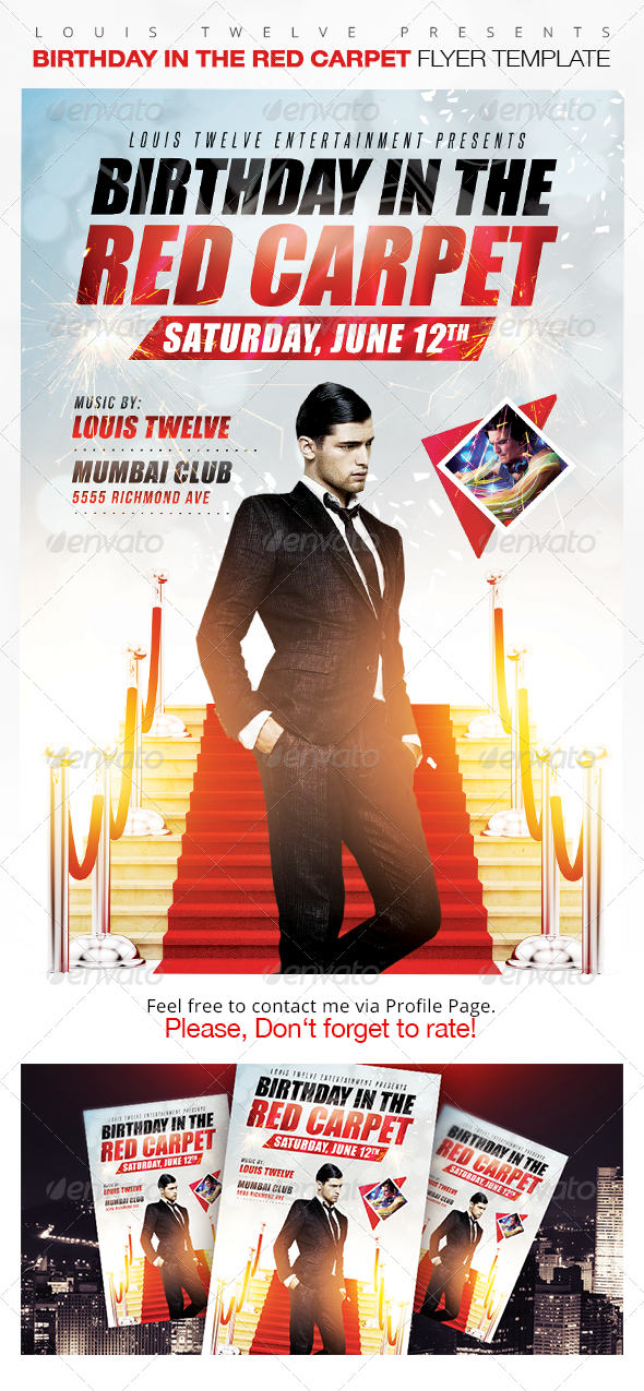 Birthday in the Red Carpet Flyer Template - Clubs & Parties Events