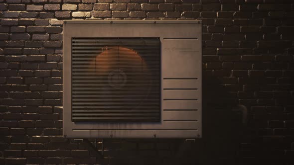 External and internal units of a split air conditioner. Camera flythrough. 4K HD alt