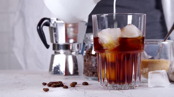 Homemade iced latte coffee