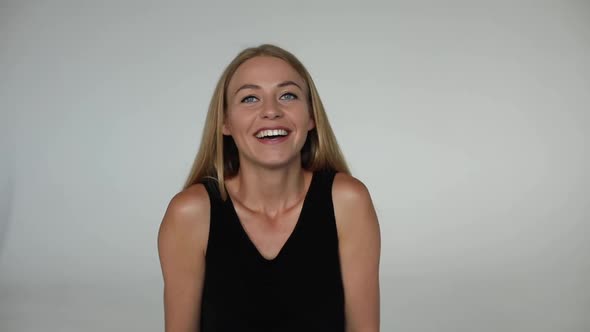 Girl is Singing a Song Over Blank Background