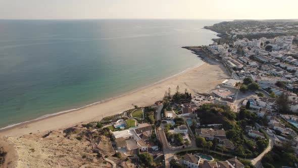 Luxury prime seaside real estate, Praia da Luz, Algarve. Vacations by the beach concept. alt