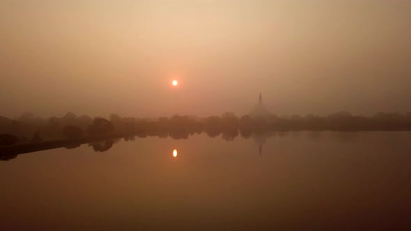 Aerial View drone 4k footage Of Ruwanwelisaya Stupa alt