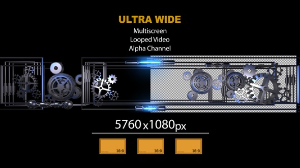 UltraWide HD Gears Frame With Alpha Channel 01