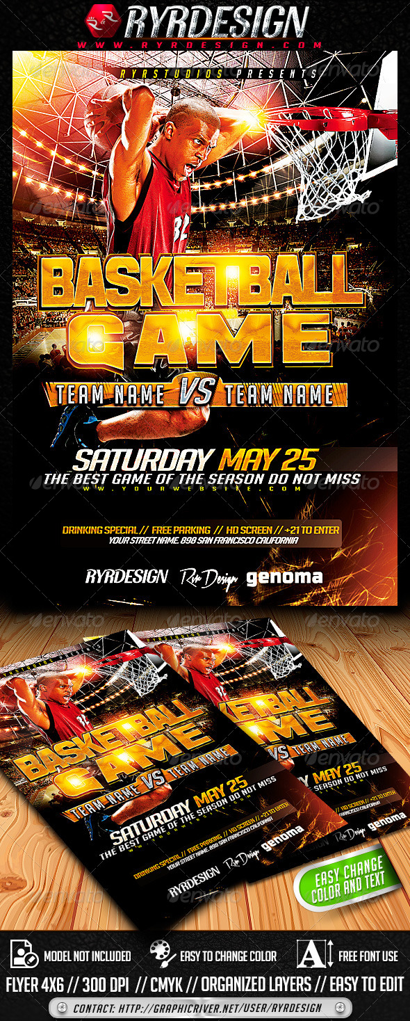 Basketball Playoffs Flyer PSD - Sports Events