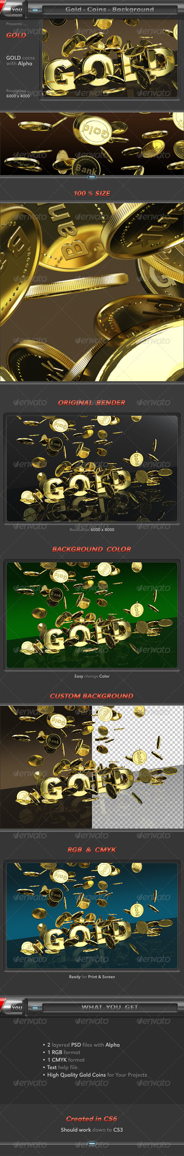 Gold Coins 3D Background - Text 3D Renders