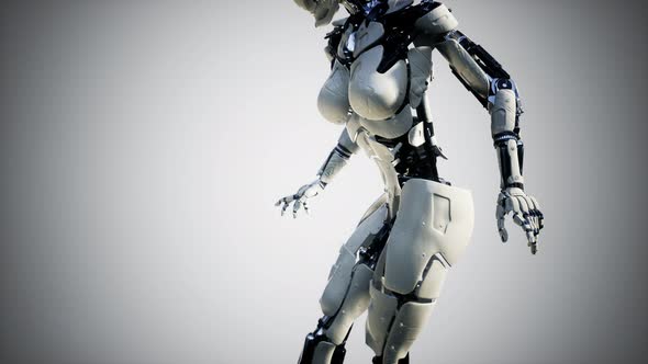 Cyborg Woman with Machine Part of Her Body