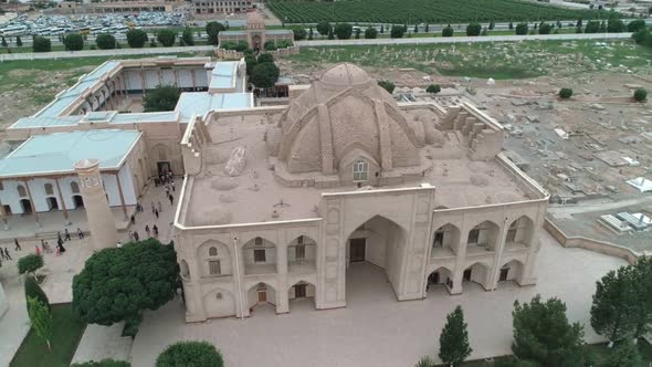 Drone Camera is Flying Around Bahouddin Naqshband Mausoleum in Eponymous Memorial Complex Near alt
