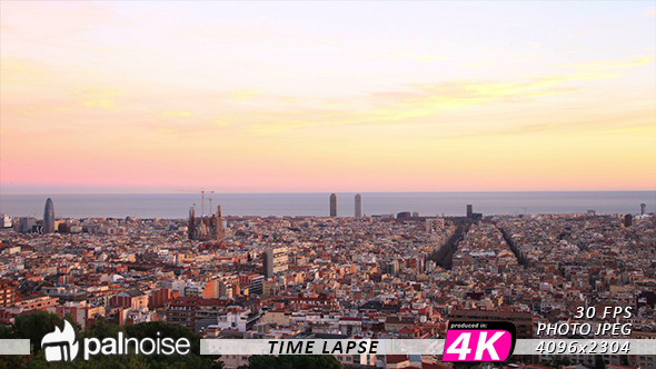 Barcelona Sunset Cityscape alt