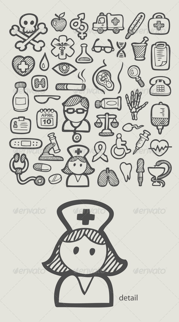 Medical Icons Sketch - Health/Medicine Conceptual