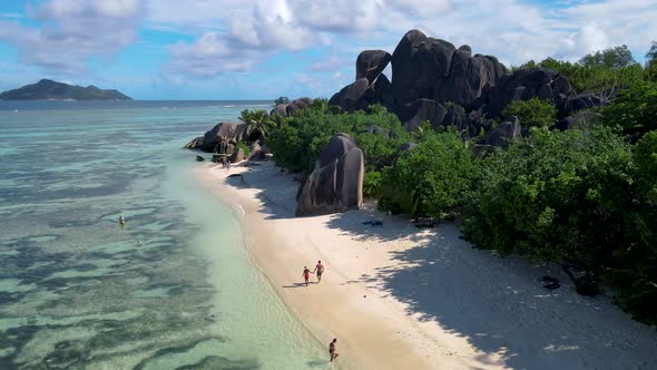 Anse Source d'Argent Beach La Digue Island Seyshelles Drone Aerial View of La Digue Seychelles Bird alt
