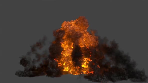 Explosions And Blasts. Explosion Spark And Particles Moves In Isolated Black Background, 