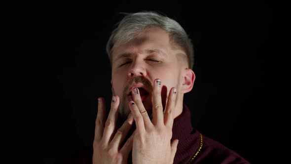 Stylish Young Man with Blue Eyes Looking at Camera Posing Feeling Happiness Fun Enjoyment alt