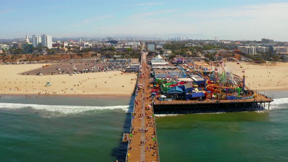 Aerial View of the Santa Monica Pier in Santa Monica LA California alt