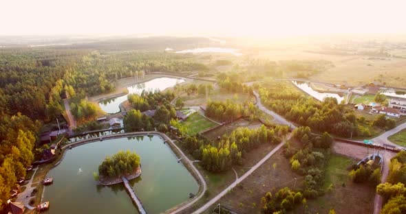 Amazing Forest Lake Among Scenic Green Pine Woods