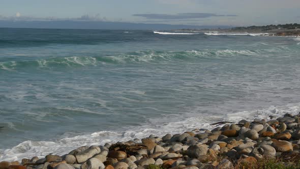 Ocean Waves and Rocks Monterey Northern California USA alt