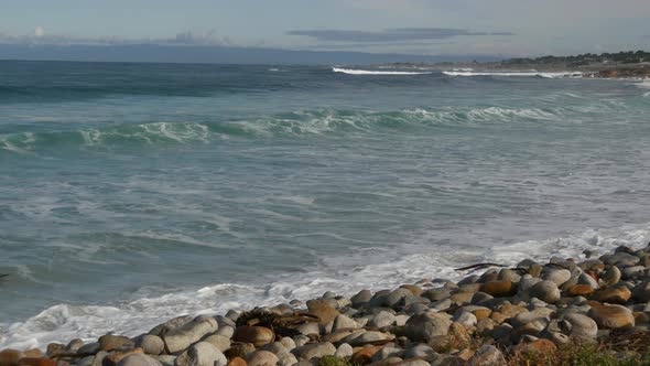 Ocean Waves and Rocks Monterey Northern California USA