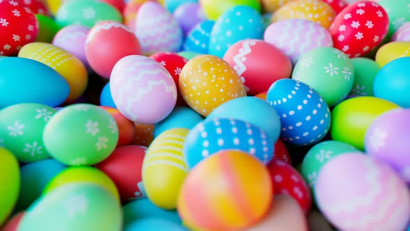 Multicolour Easter eggs. Bright colour painted eggs while spring celebration. alt