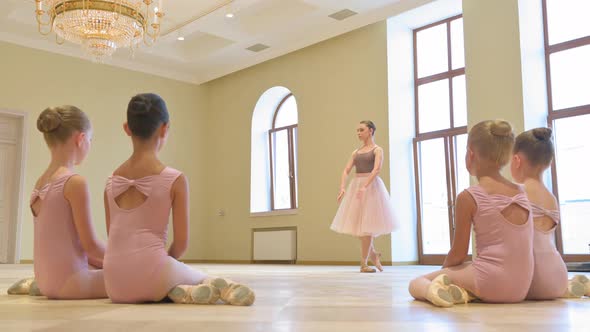 Girls Dancers in Ballet School Learns to Dance