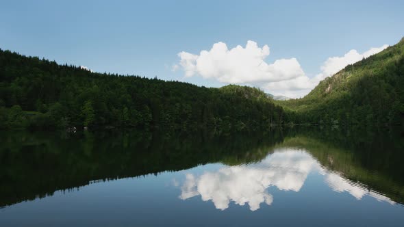 Picturesque scenery of lake and mountains during whole year alt