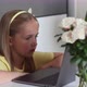 Caucasian Little Girl School Pupil Studying Online From Home Watching Web Class Lesson or Listening - VideoHive Item for Sale