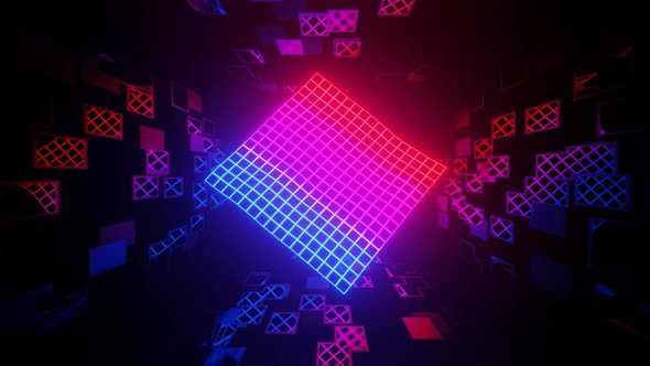 Vj Loop Mirror Room with Fly Neon Frame Waving Surface alt