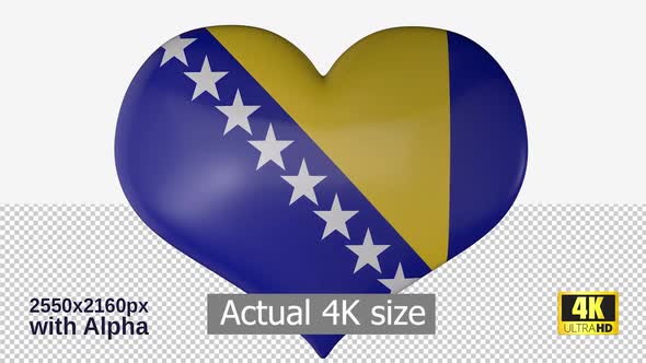 Bosnia And Herzegovina Flag Heart Spinning, Motion Graphics | VideoHive