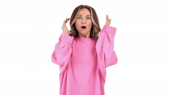 Pensive Female Impressed Idea Having Excited Positive Emotion Isolated alt