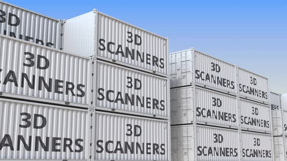 Container Yard Full of Containers with 3D Scanners alt