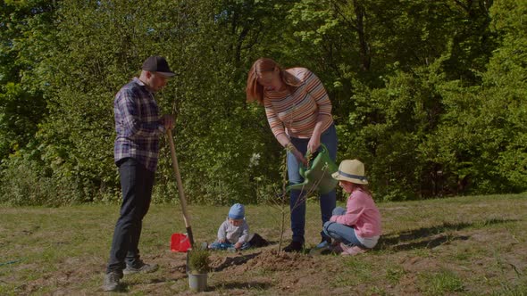 Family Environmental Volunteers Plant Trees Restore Forests alt