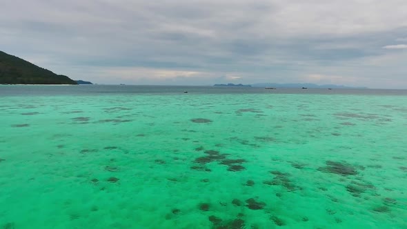 Aerial Video of Beach Corals and Sea on Island alt
