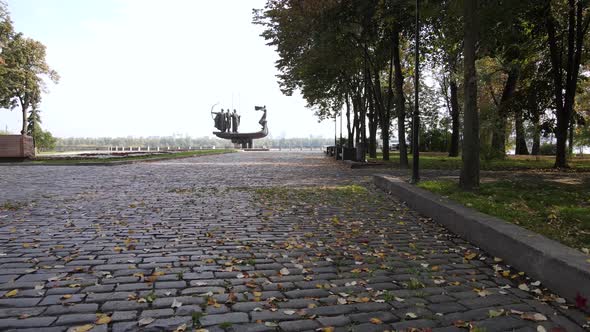 Kyiv, Ukraine Aerial View in Autumn : Monument To the Founders of the City. Kiev alt