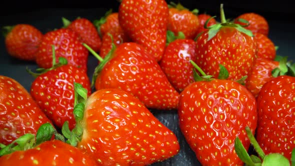 Red sweet strawberry panning on table