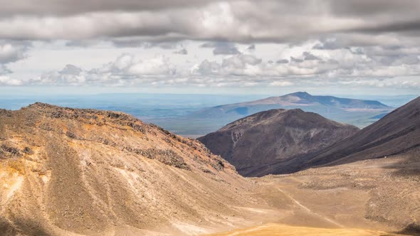 Dramatic Clouds Sky Moving over Volcanic Mountains Nature in Sunny Summer Day alt