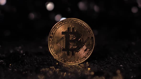 Gold Bitcoin Btc Coin Lies on Silver Background alt