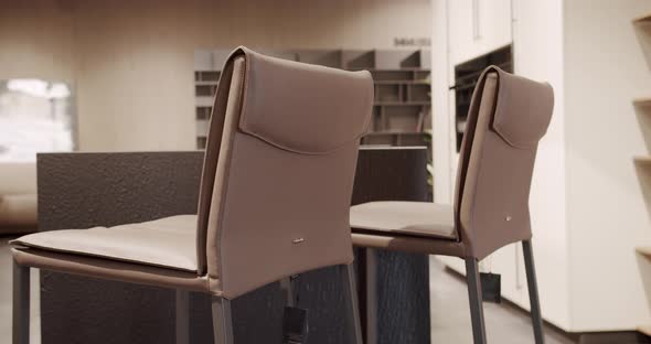 Modern Kitchen room with minimalist dining table. Modern Minimalist Home. alt