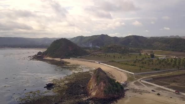 Island in southern hemisphere of the earth. Gorgeous aerial view flight panorama overview drone foot alt