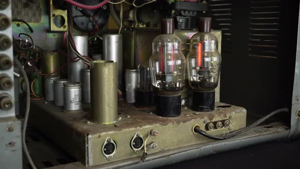 Device Radio Components Lamps In The Broadcast Amplifier. 