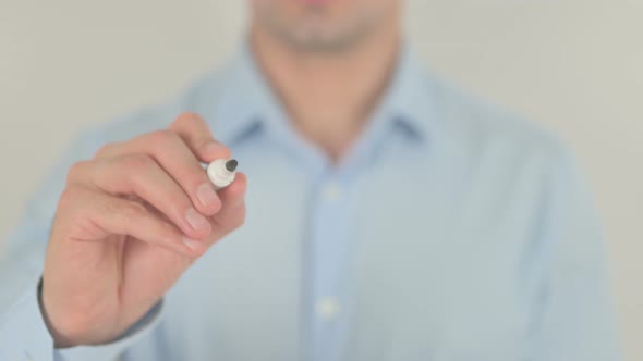 Next, Man Writing on Transparent Glass Screen alt