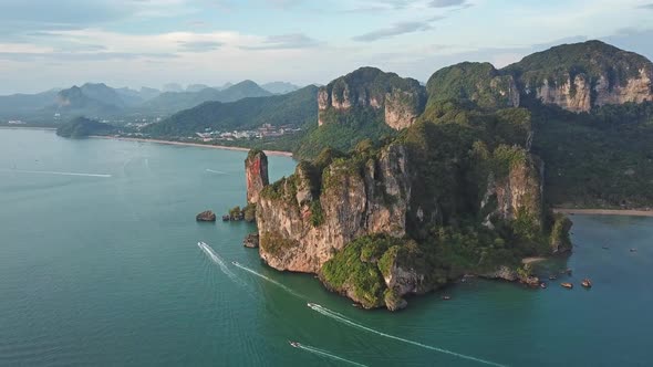 Aerial View of Tropical Lagoon, Railay, Thailand alt