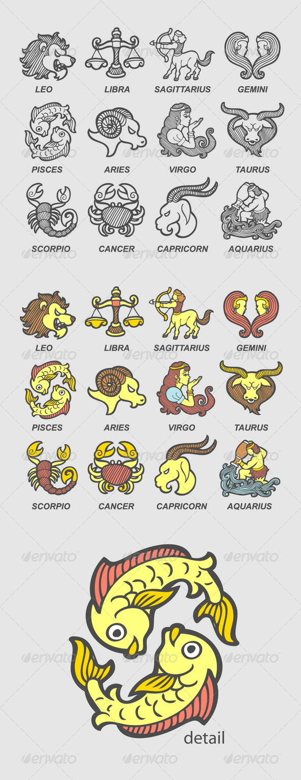 Zodiac Icons Sketch - Miscellaneous Characters