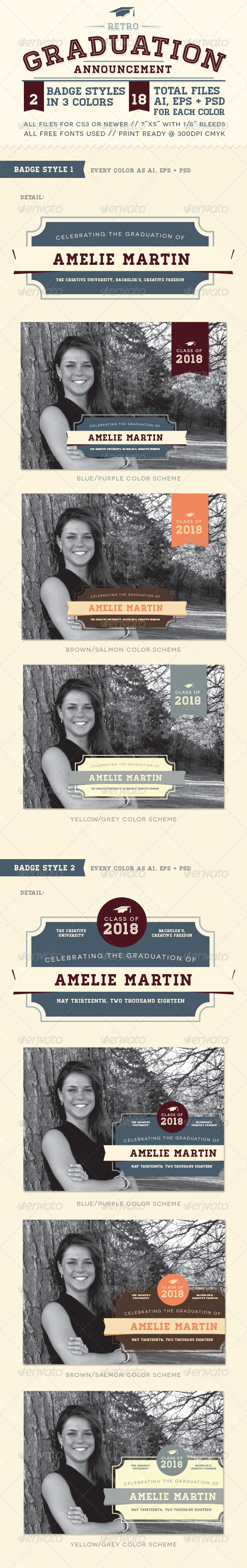 Retro Graduation Announcement - Invitations Cards & Invites