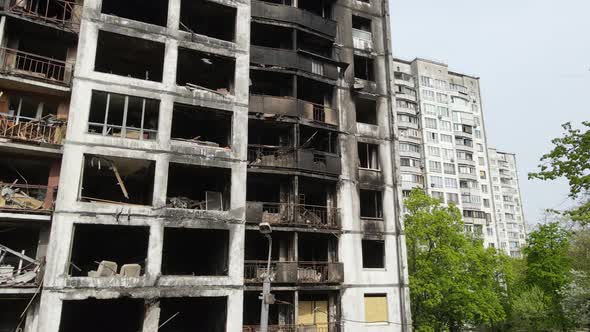 War in Ukraine  Burnt and Destroyed House in Kyiv alt