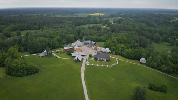 Aerial View Of Historical Lithuanian Village In Rumsiskes