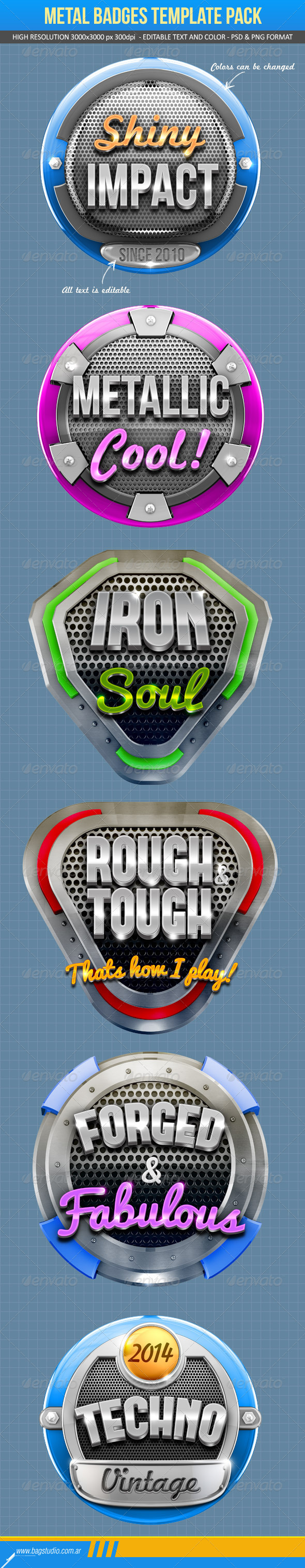 Metal Badges Template Pack by Gabey005 | GraphicRiver