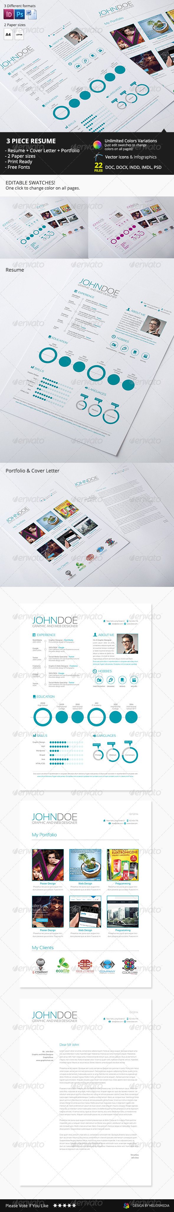 3-Piece Resume / CV - Resumes Stationery