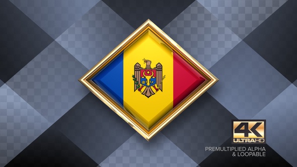 Moldova Flag Rotating Badge 4K Looping with Transparent Background